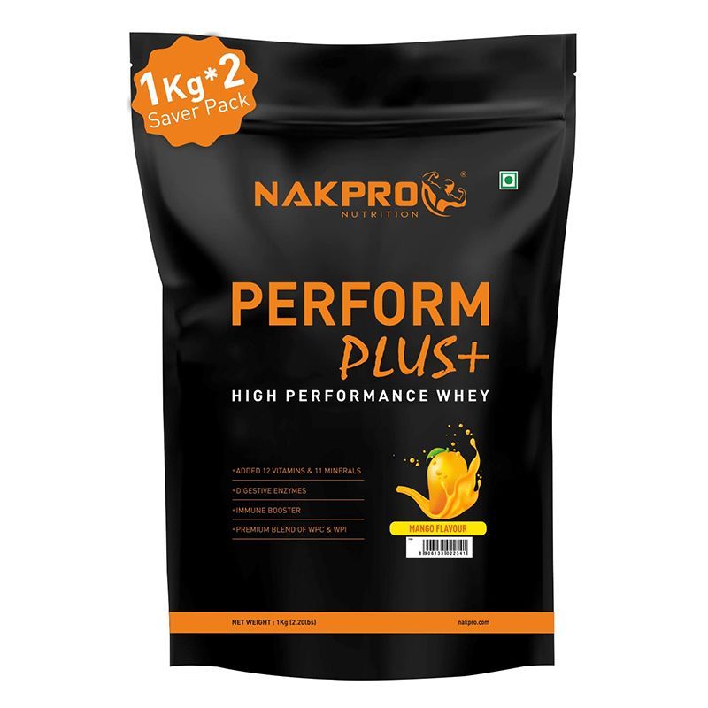 NAKPRO Perform Plus+ Premium Blend Whey Protein Concentrate & Whey Protein Isolate - Mango Flavour